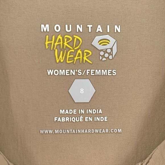 Mountain Hardwear Button Up Long Sleeve Collared Shirt Hiking Women 8 Tan - Picture 5 of 6